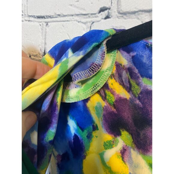 Lauren by Ralph Lauren Dress Size 2 Faux Wrap Dress Colorful Floral Pattern - Picture 12 of 13